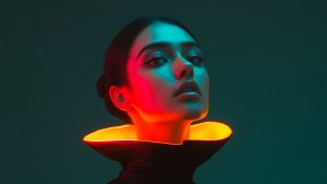 Portrait futuriste illustrant la création d’images et de vidéos avec l’IA